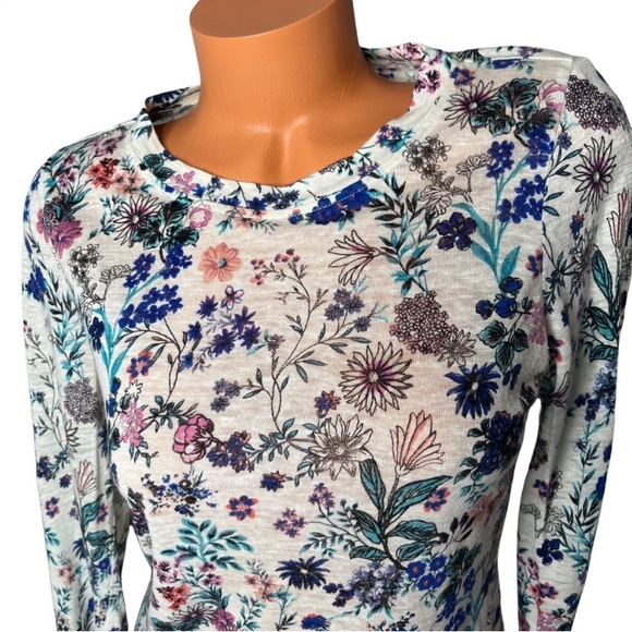 Rebecca Taylor linen floral 3/4 sleeve top - Picture 4 of 8